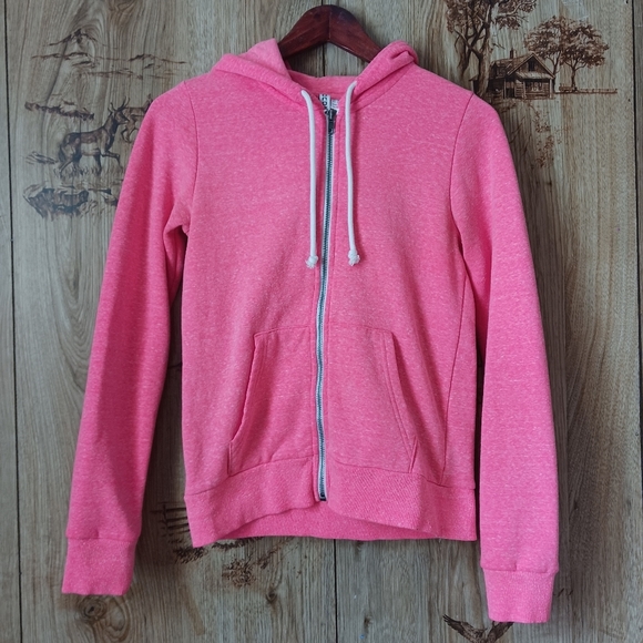 H&M Divided Florescent Hot Pink Zip Hoodie Size Small - Picture 1 of 6